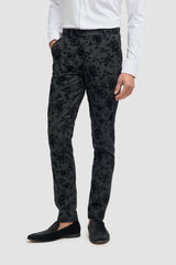 Georgi - Pantalones negros florales para hombre