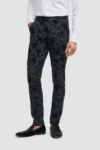 Georgi - Pantalones negros florales para hombre