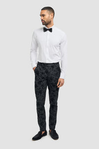 Georgi - Pantalones negros florales para hombre