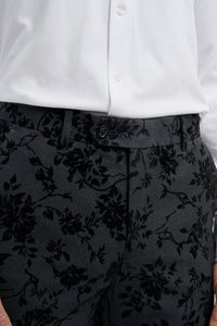 Georgi - Pantalones negros florales para hombre