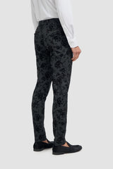 Georgi - Pantalones negros florales para hombre