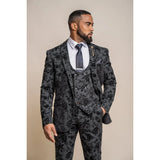 Georgi - Blazer negro con estampado floral para hombre