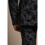 Georgi - Blazer negro con estampado floral para hombre