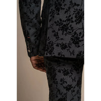 Georgi - Blazer negro con estampado floral para hombre