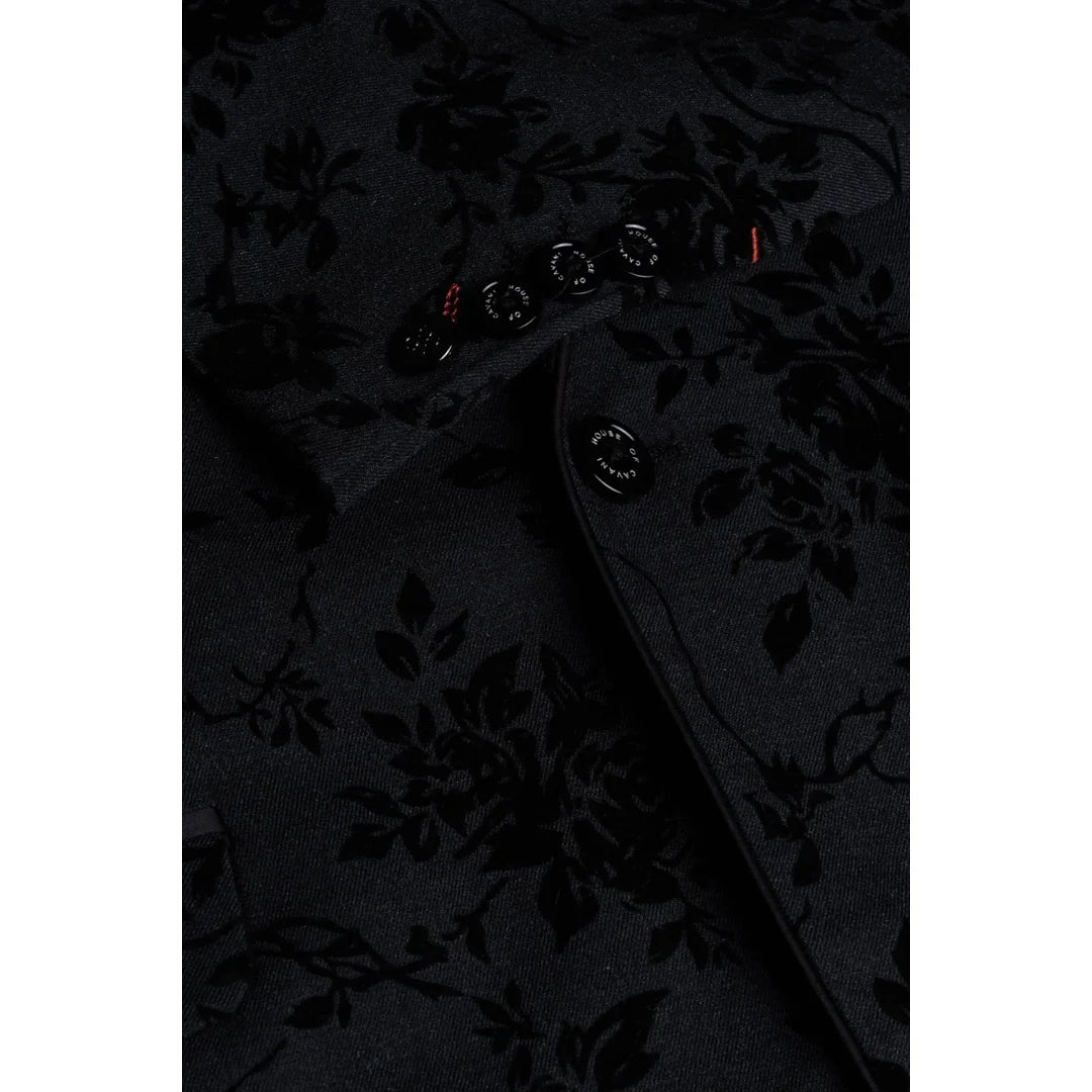 Georgi - Blazer negro con estampado floral para hombre