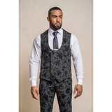 Georgi - Chaleco negro floral para hombre