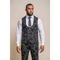 Georgi - Chaleco negro floral para hombre