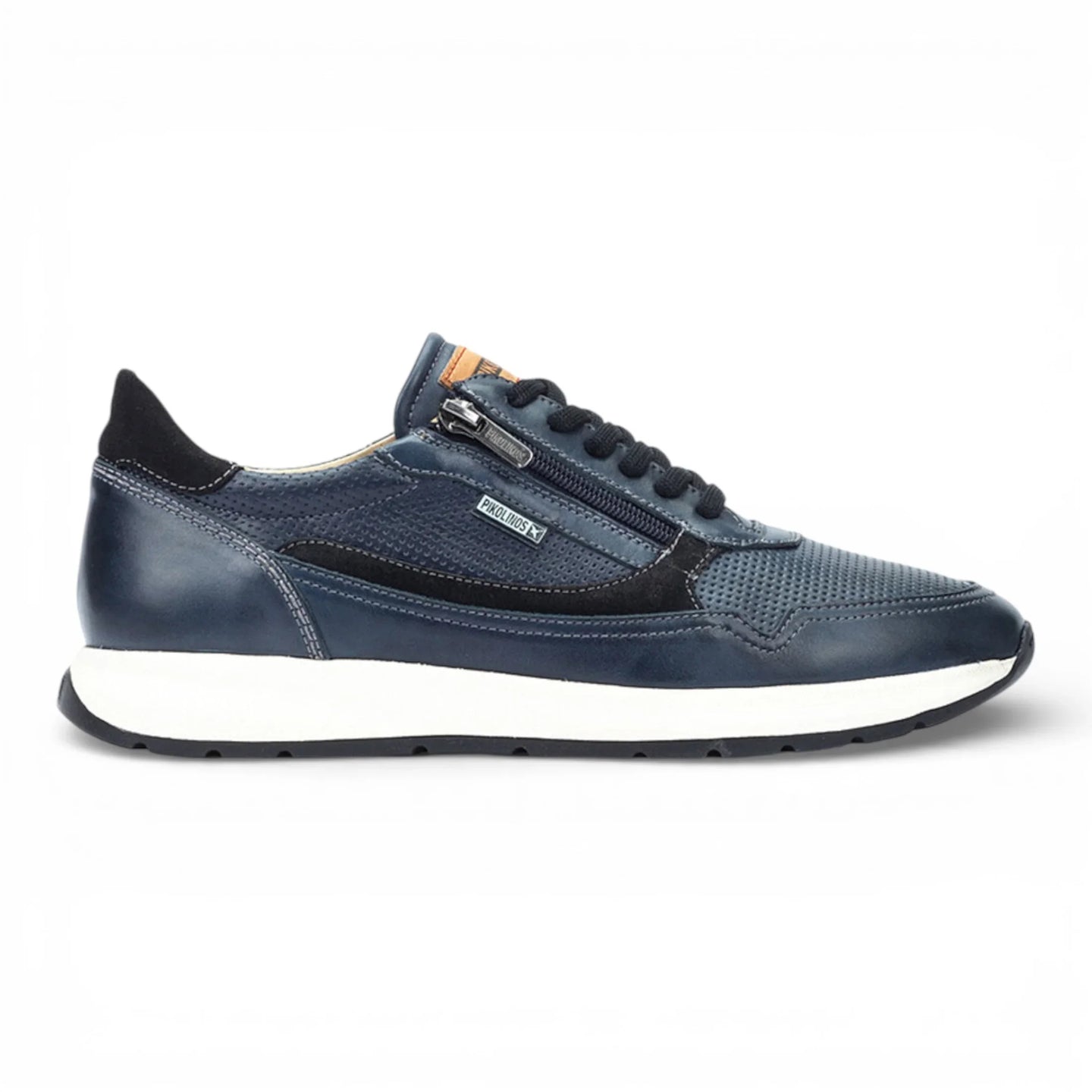 Getafe - Zapatillas deportivas de piel azul para hombre, fáciles de usar.