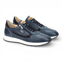 Getafe - Zapatillas deportivas de piel azul para hombre, fáciles de usar.