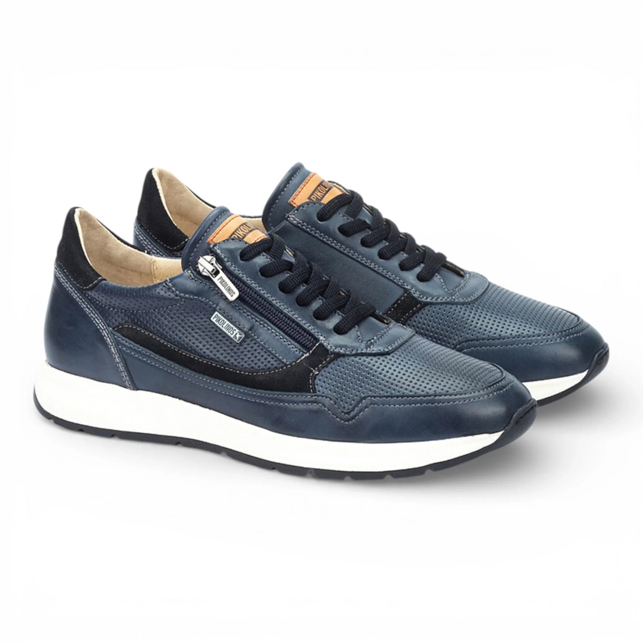 Getafe - Zapatillas deportivas de piel azul para hombre, fáciles de usar.