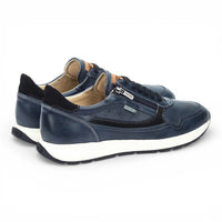 Getafe - Zapatillas deportivas de piel azul para hombre, fáciles de usar.