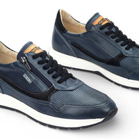 Getafe - Zapatillas deportivas de piel azul para hombre, fáciles de usar.