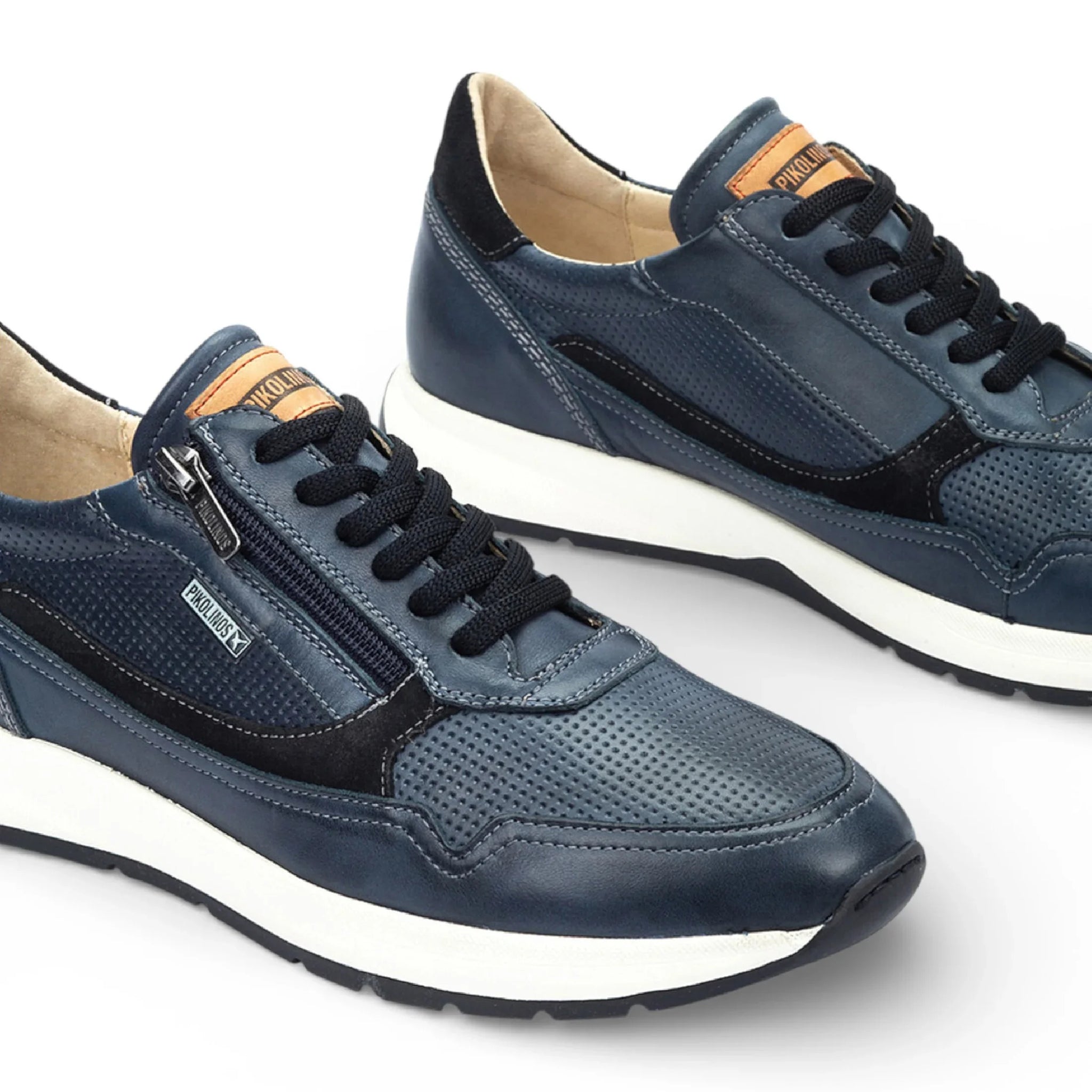 Getafe - Zapatillas deportivas de piel azul para hombre, fáciles de usar.