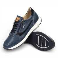 Getafe - Zapatillas deportivas de piel azul para hombre, fáciles de usar.