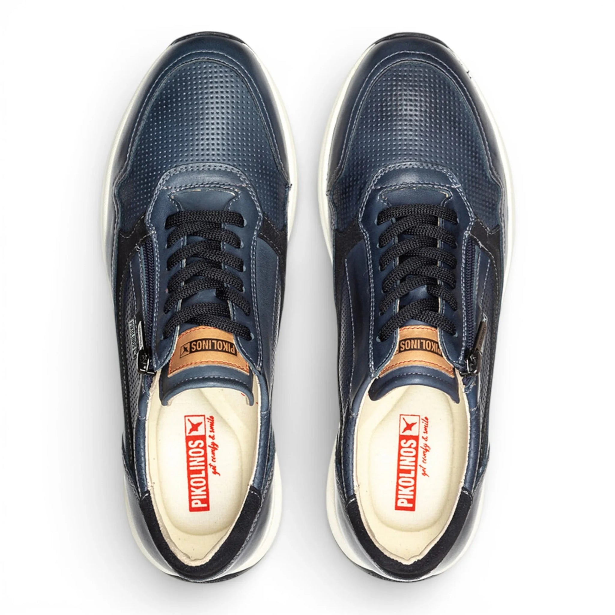 Getafe - Zapatillas deportivas de piel azul para hombre, fáciles de usar.