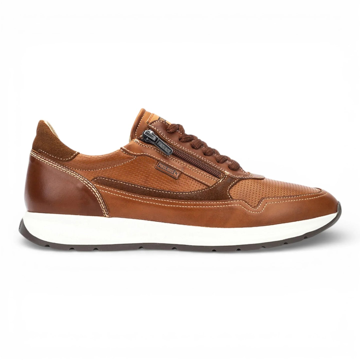 Getafe - Zapatillas deportivas de piel marrón para hombre, fáciles de calzar