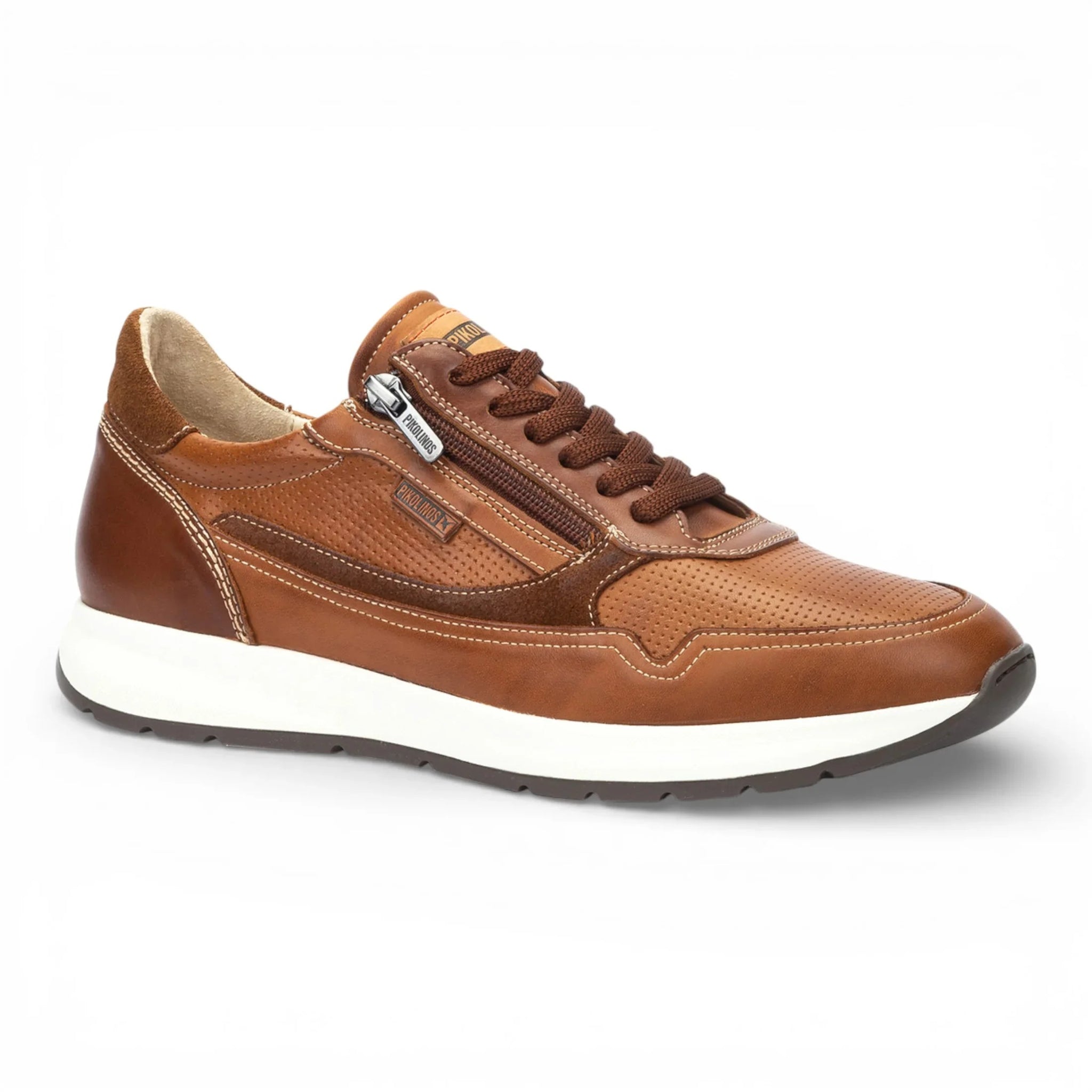 Getafe - Zapatillas deportivas de piel marrón para hombre, fáciles de calzar