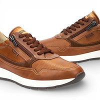 Getafe - Zapatillas deportivas de piel marrón para hombre, fáciles de calzar