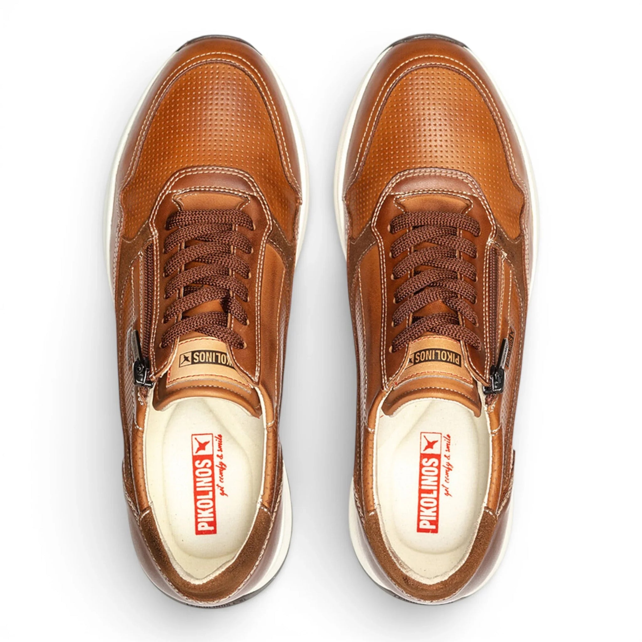 Getafe - Zapatillas deportivas de piel marrón para hombre, fáciles de calzar
