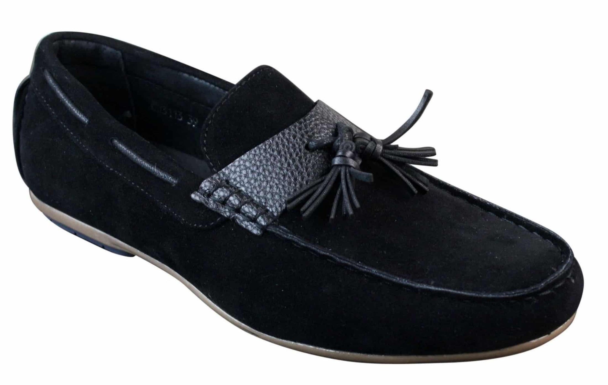 Zapatos de conducir para hombre, sin cordones, de piel sintética con forro interior de ante sintético, mocasines con borlas, estilo casual elegante.