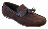 Zapatos de conducir para hombre, sin cordones, de piel sintética con forro interior de ante sintético, mocasines con borlas, estilo casual elegante.