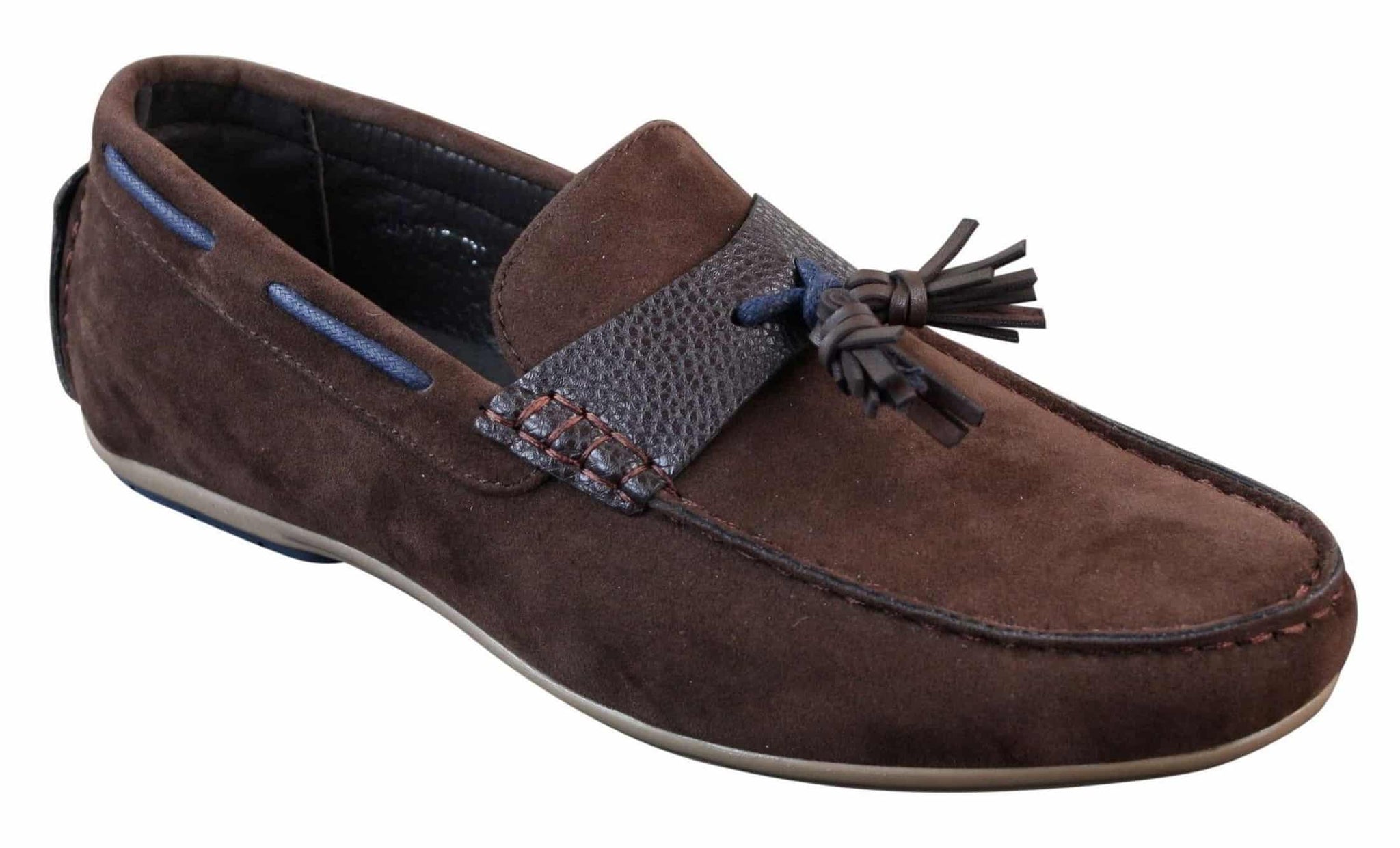 Zapatos de conducir para hombre, sin cordones, de piel sintética con forro interior de ante sintético, mocasines con borlas, estilo casual elegante.