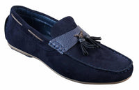 Zapatos de conducir para hombre, sin cordones, de piel sintética con forro interior de ante sintético, mocasines con borlas, estilo casual elegante.