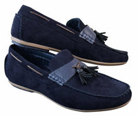 Zapatos de conducir para hombre, sin cordones, de piel sintética con forro interior de ante sintético, mocasines con borlas, estilo casual elegante.