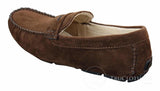 Zapatos mocasines de ante para hombre, estilo casual elegante, color marrón y beige.