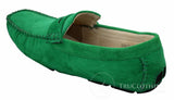 Zapatos mocasines de ante para hombre, estilo casual elegante, color marrón y beige.