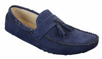 Mocasines de cuero para hombre, color marrón con borlas, estilo mocasín de conducir.