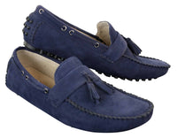 Mocasines de cuero para hombre, color marrón con borlas, estilo mocasín de conducir.