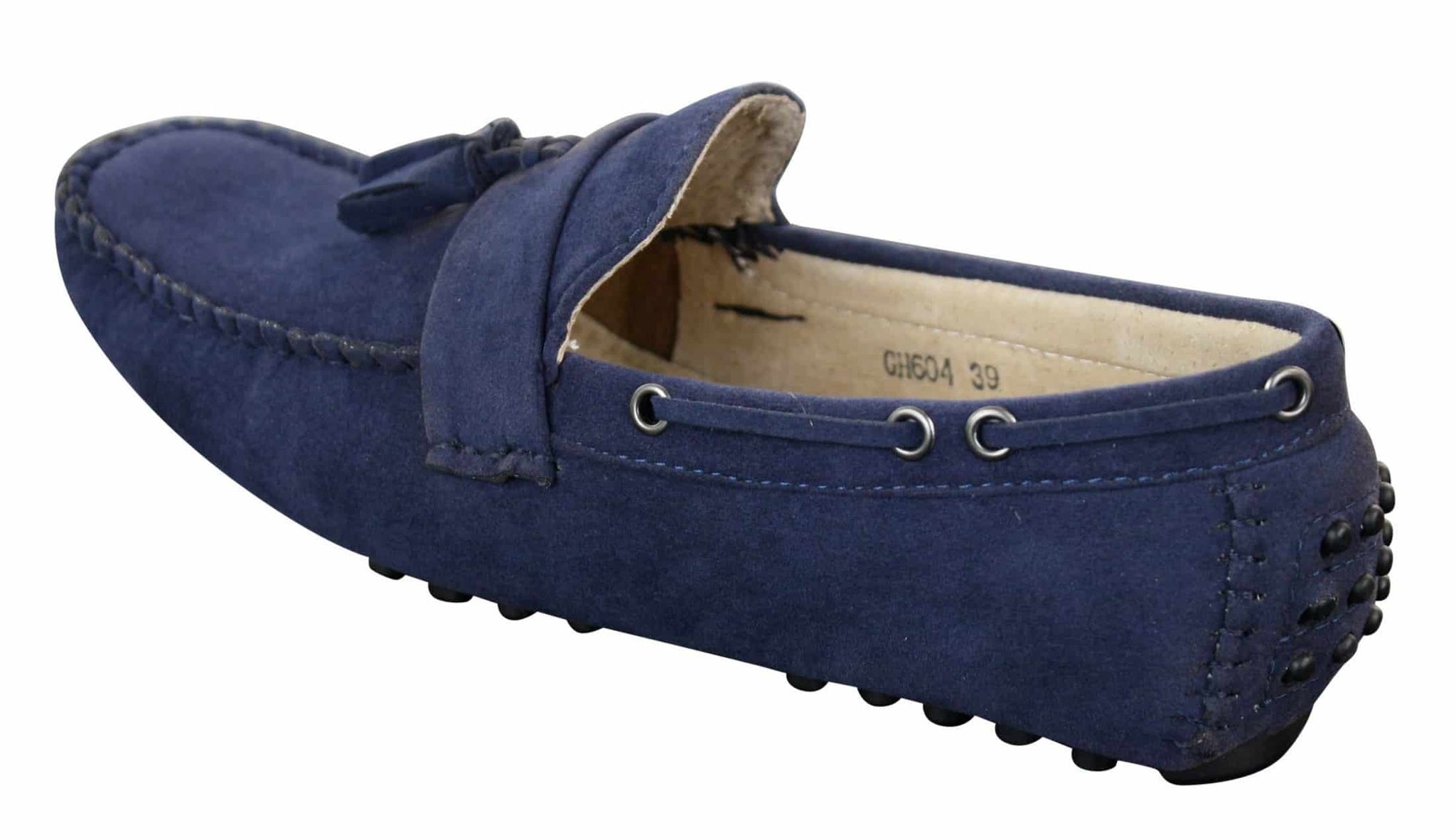 Mocasines de cuero para hombre, color marrón con borlas, estilo mocasín de conducir.