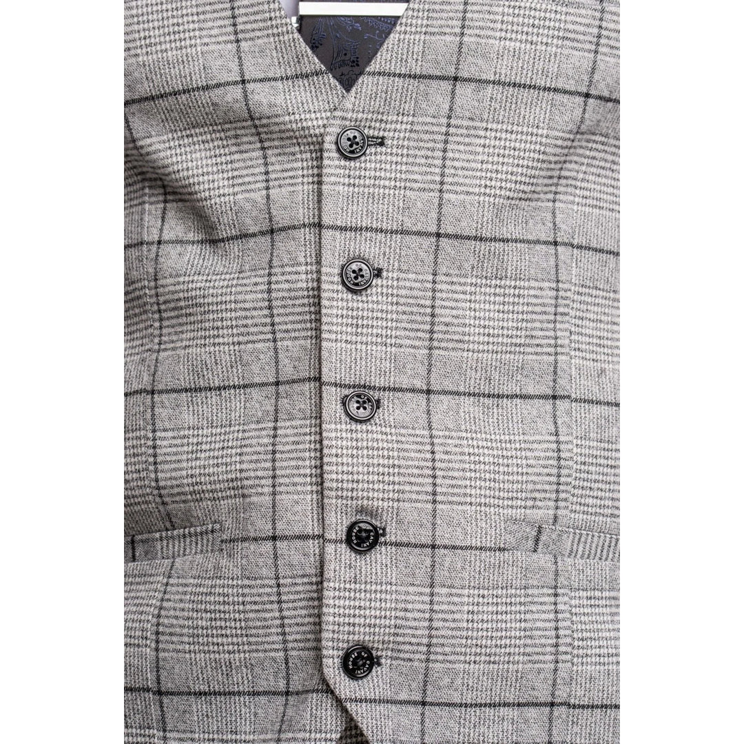 Ghost - Chaleco de tweed gris a cuadros para hombre