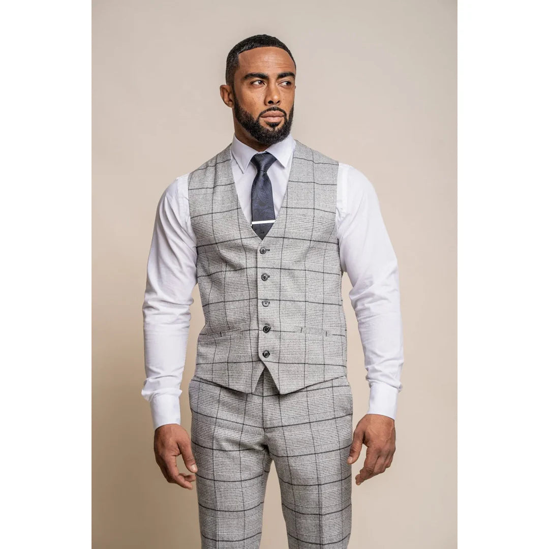 Ghost - Chaleco de tweed gris a cuadros para hombre