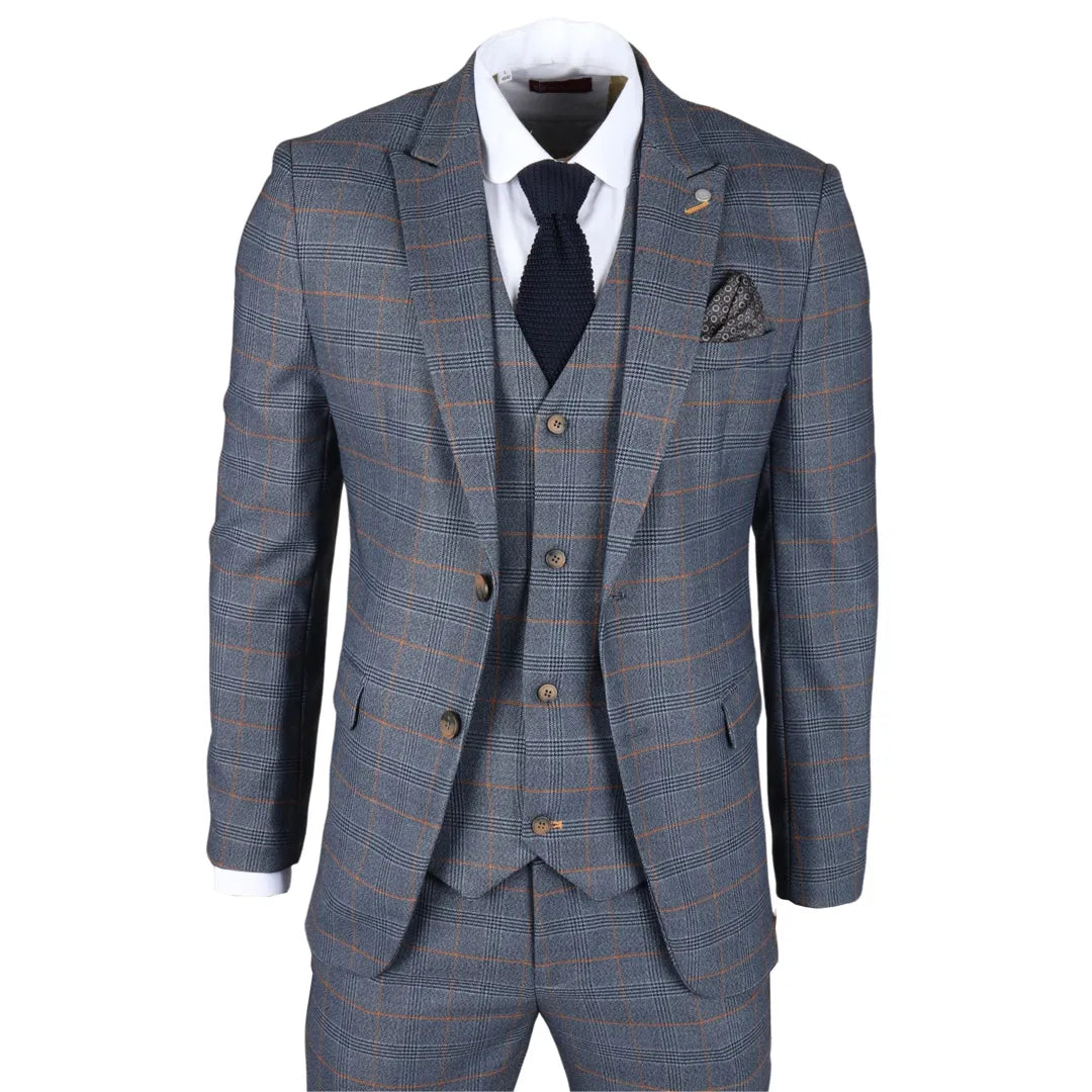 Gisborne - Blazer a cuadros azul marino para hombre