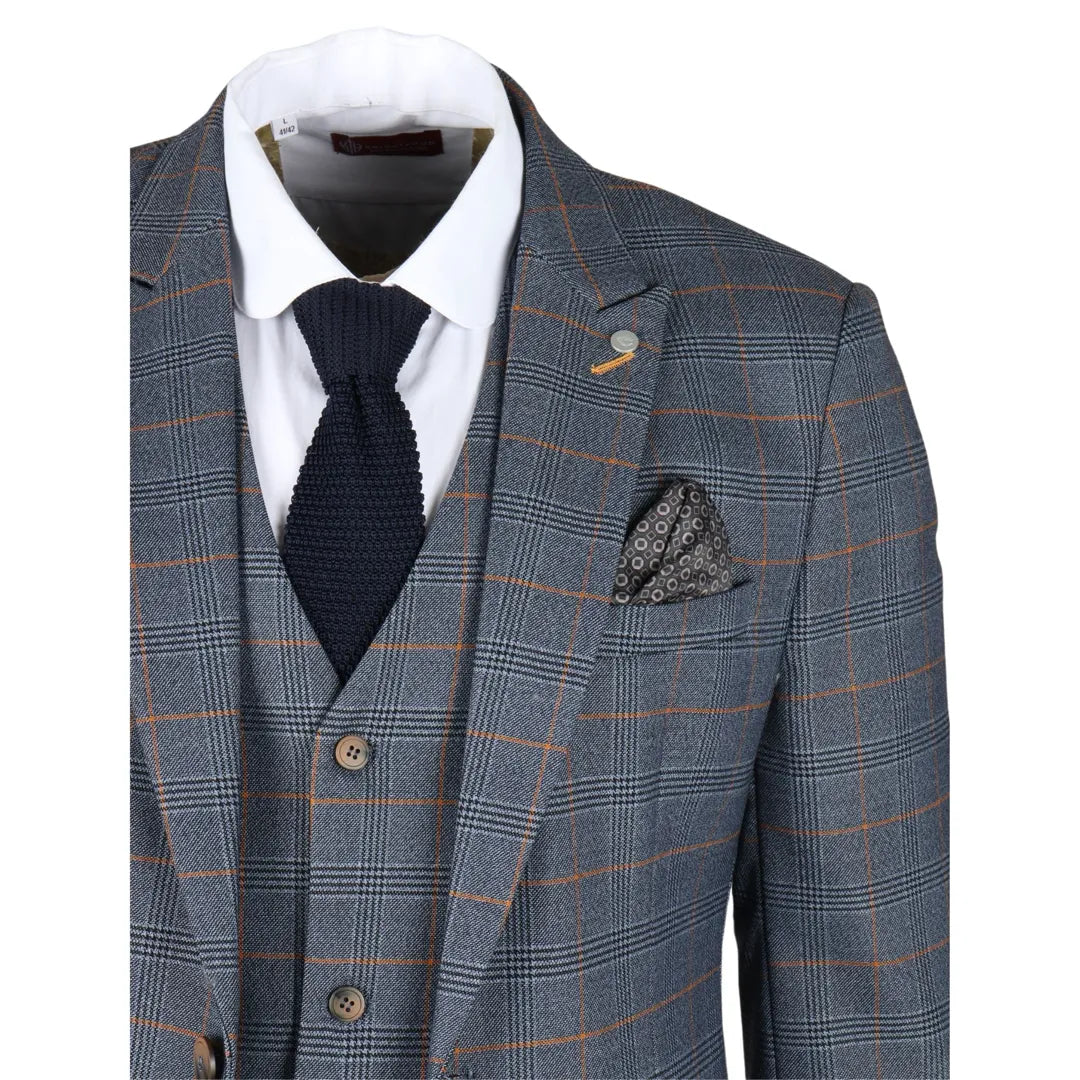 Gisborne - Blazer a cuadros azul marino para hombre