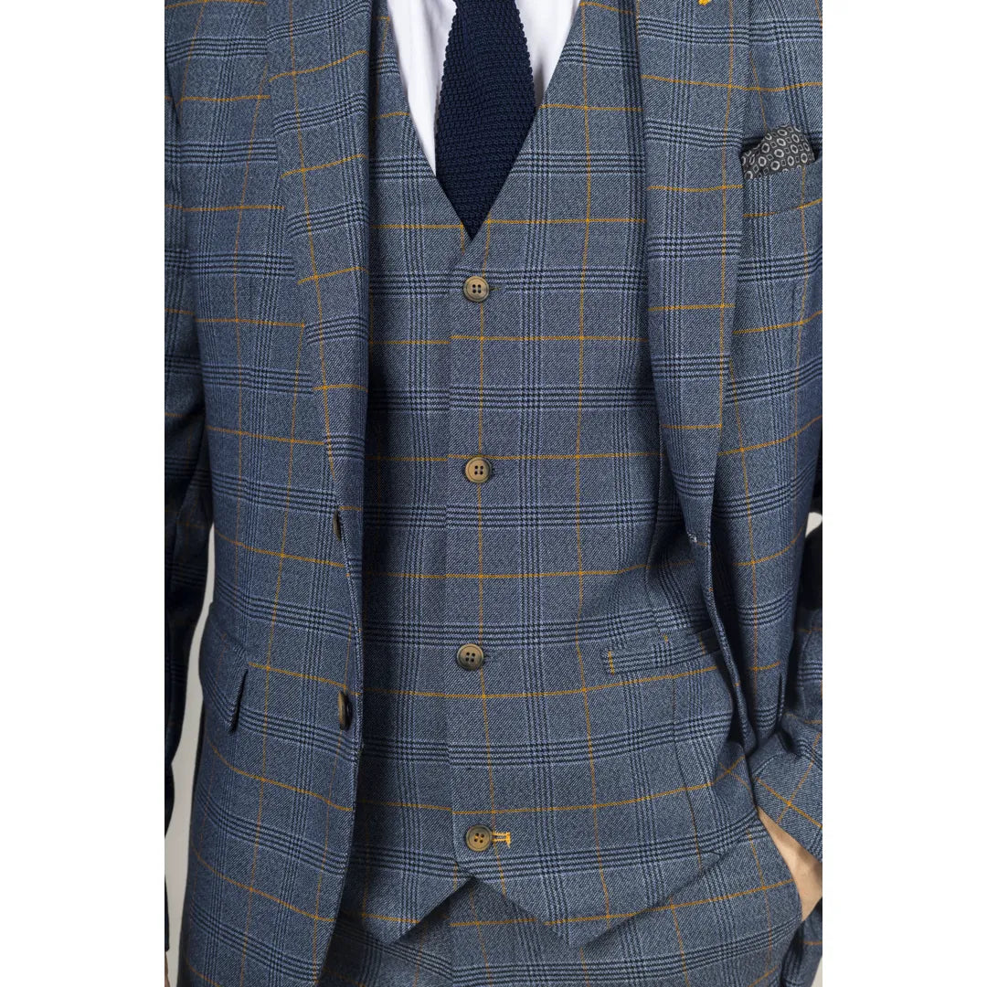 Gisborne - Blazer a cuadros azul marino para hombre