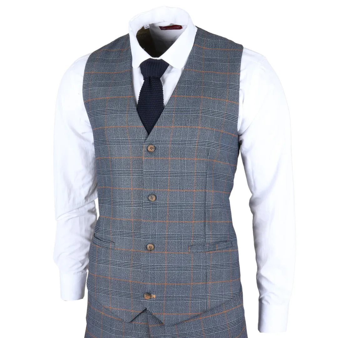 Gisborne - Chaleco azul marino a cuadros para hombre