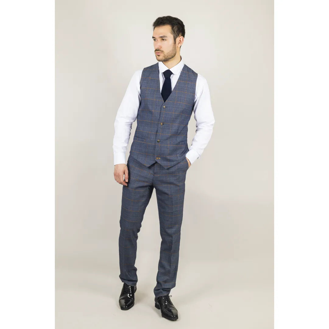 Gisborne - Chaleco azul marino a cuadros para hombre