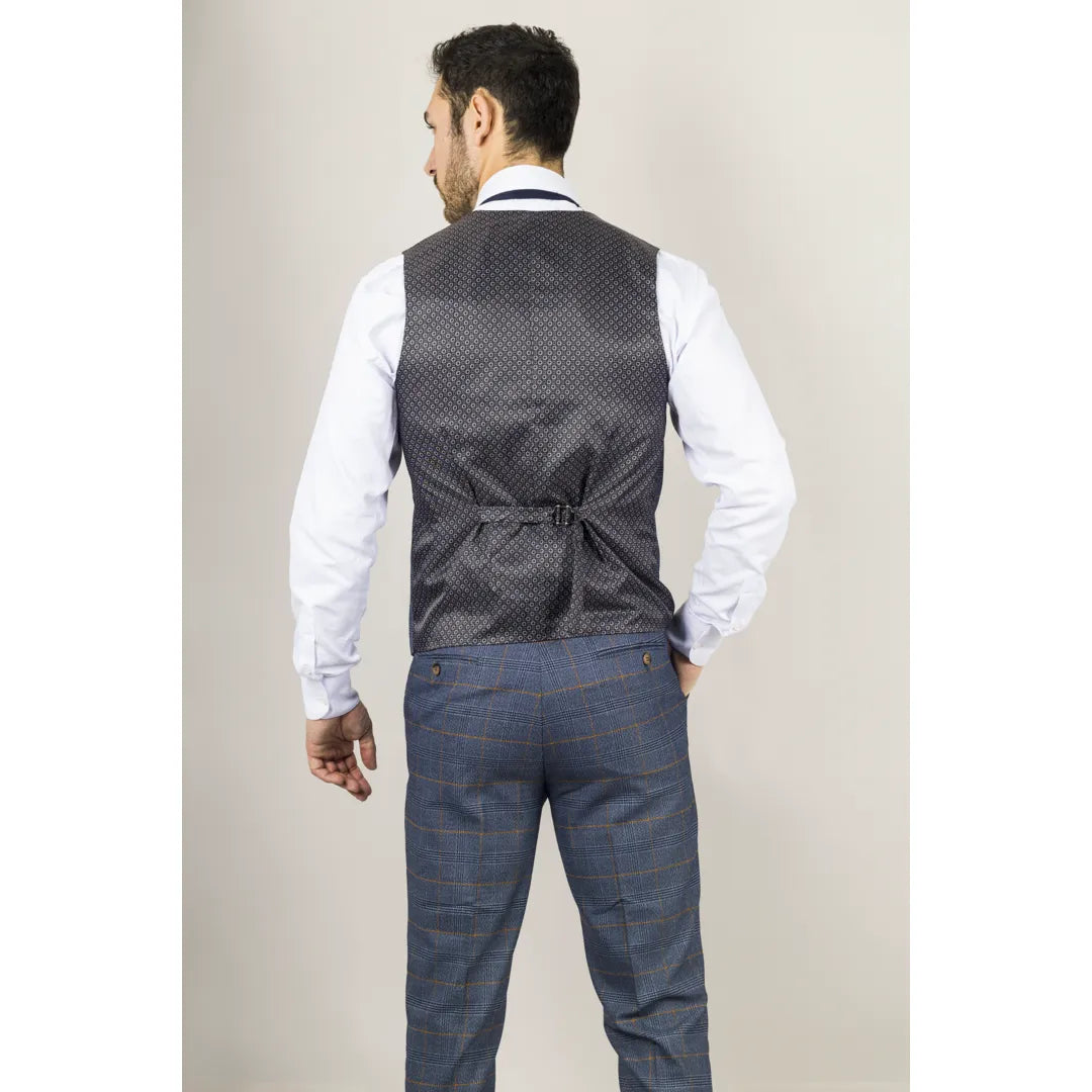 Gisborne - Chaleco azul marino a cuadros para hombre