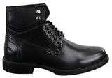 Botas militares casuales de tobillo para hombre con cordones, color negro y marrón.