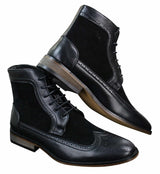 Botines Chelsea Brouge para hombre, de piel y ante, estilo italiano, elegantes e informales, con cordones, de estilo retro.