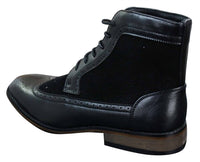 Botines Chelsea Brouge para hombre, de piel y ante, estilo italiano, elegantes e informales, con cordones, de estilo retro.