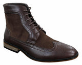 Botines Chelsea Brouge para hombre, de piel y ante, estilo italiano, elegantes e informales, con cordones, de estilo retro.