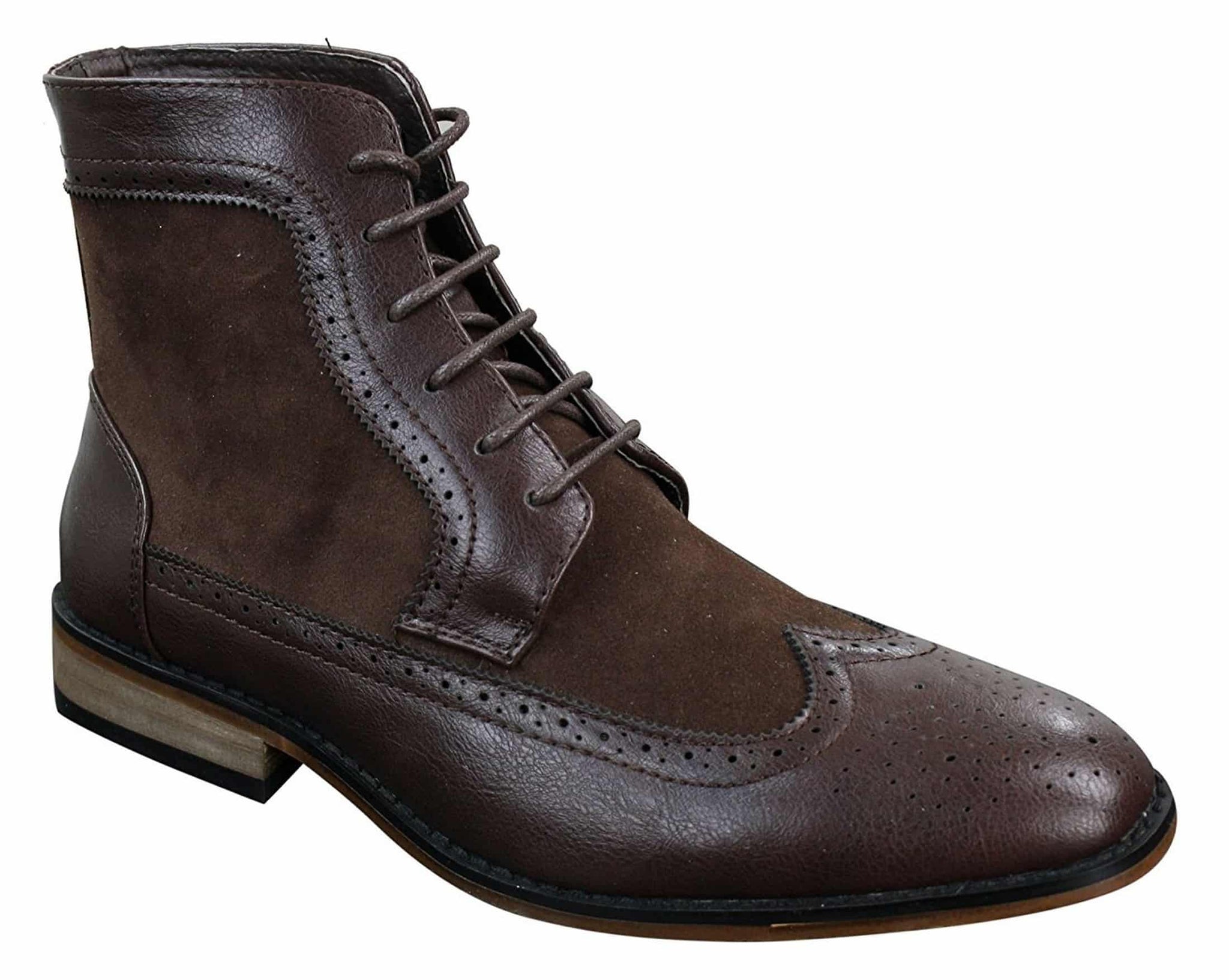 Botines Chelsea Brouge para hombre, de piel y ante, estilo italiano, elegantes e informales, con cordones, de estilo retro.