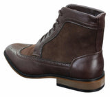 Botines Chelsea Brouge para hombre, de piel y ante, estilo italiano, elegantes e informales, con cordones, de estilo retro.