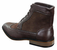 Botines Chelsea Brouge para hombre, de piel y ante, estilo italiano, elegantes e informales, con cordones, de estilo retro.