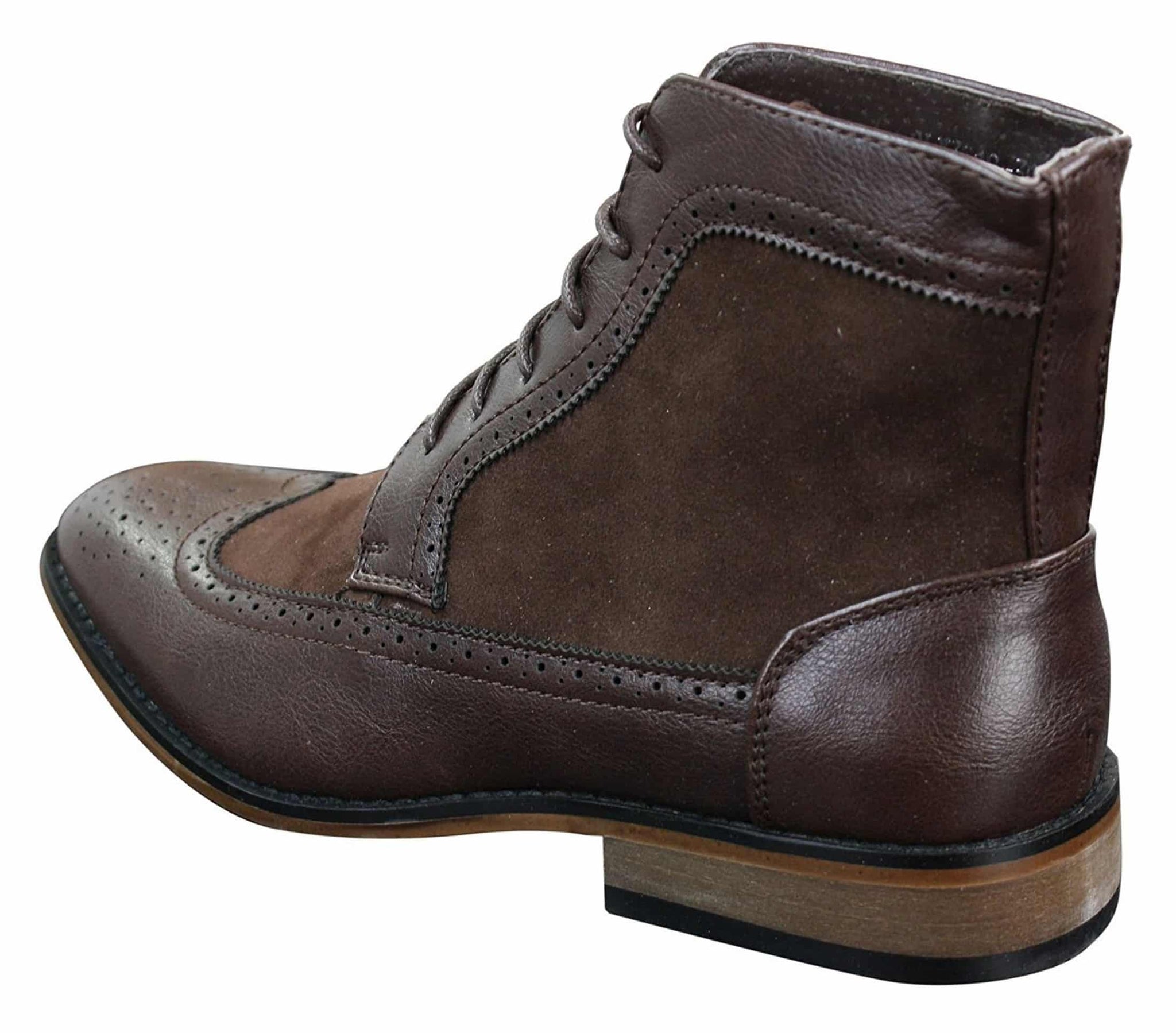 Botines Chelsea Brouge para hombre, de piel y ante, estilo italiano, elegantes e informales, con cordones, de estilo retro.