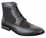 Botines Chelsea Brouge para hombre, de piel y ante, estilo italiano, elegantes e informales, con cordones, de estilo retro.